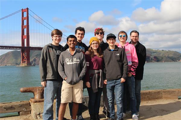  Debate team posting before the Golden Gate Bridge
