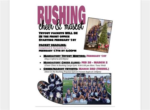  Rushing Cheer and Mascot Tryout Info