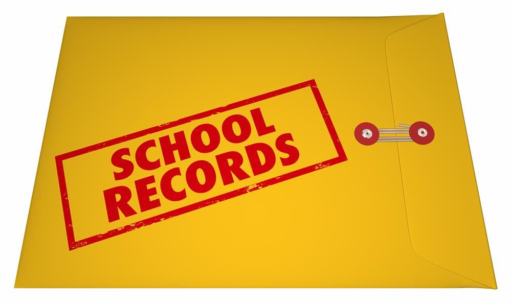 folder with school records written on it