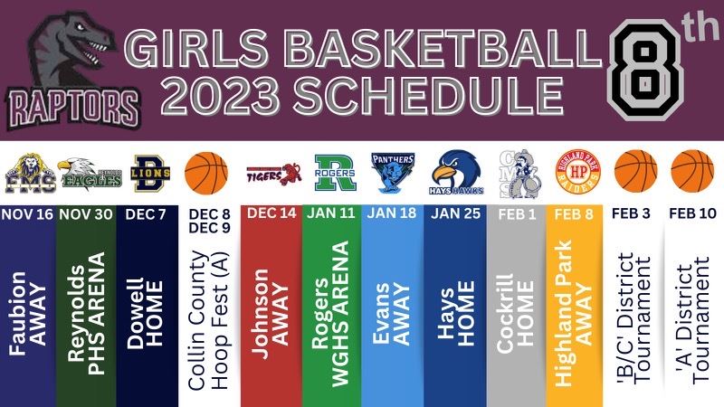 8th Grade Girls Basketball Schedule