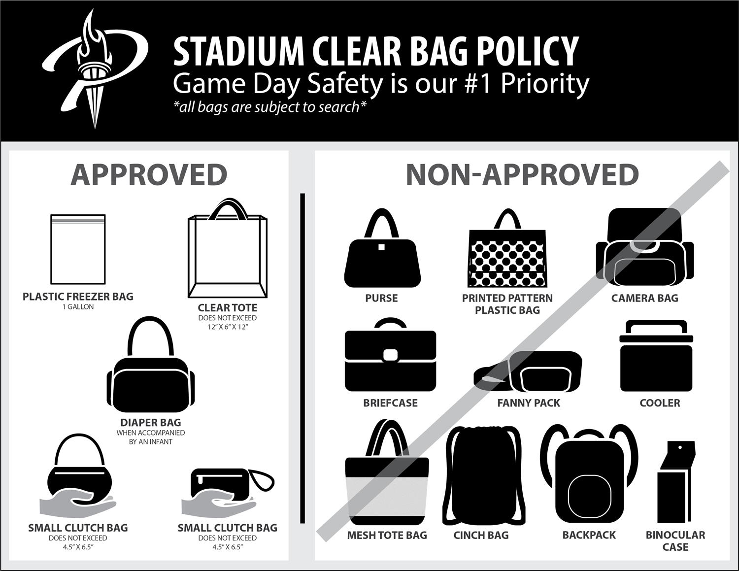 Approved and unapproved bag images
